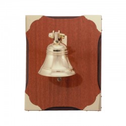 Bronze bell on wooden board 20x25cm