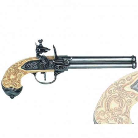 Flintlock pistol with 3 barrels, Italy 1680