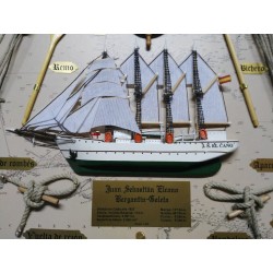 Knotboard of 93x63cm with sailship