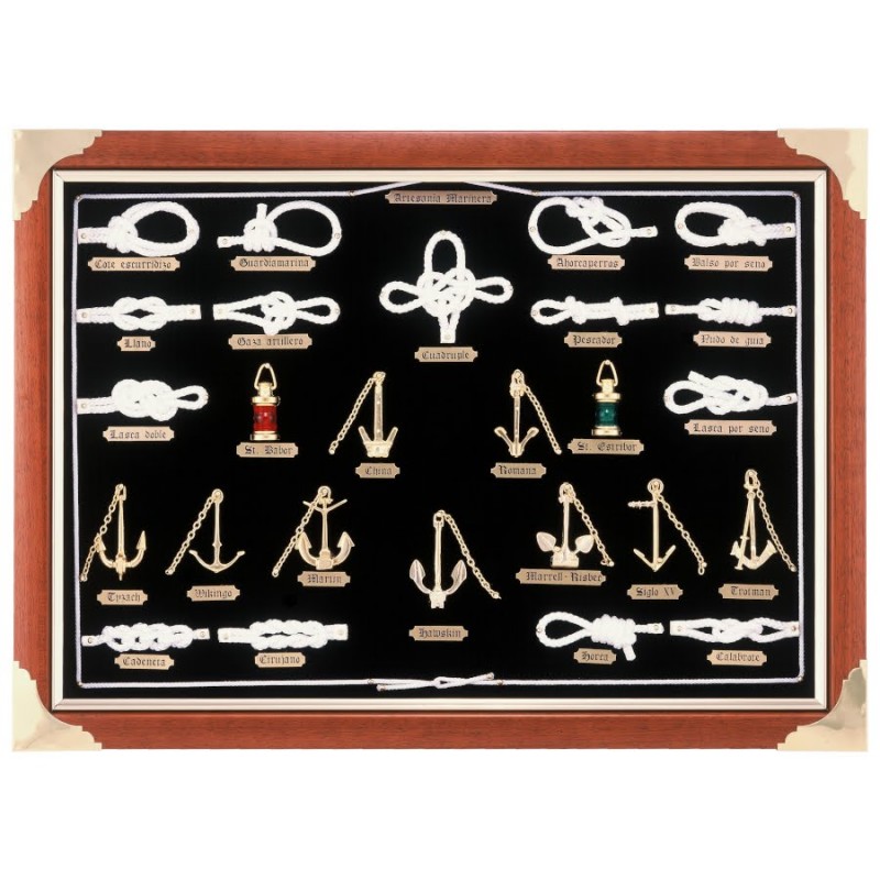 Knotboard with white knots and anchors