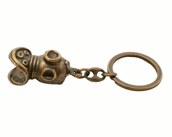 Keychain Diving helmet, old gilded metal